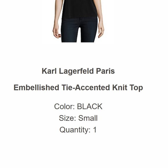Karl Lagerfeld faux pearl tank Embellished Tie-Accented Knit Top - Picture 12 of 12